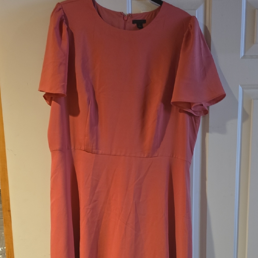 Ann Taylor Orange Flutter Sleeve Midi Dress